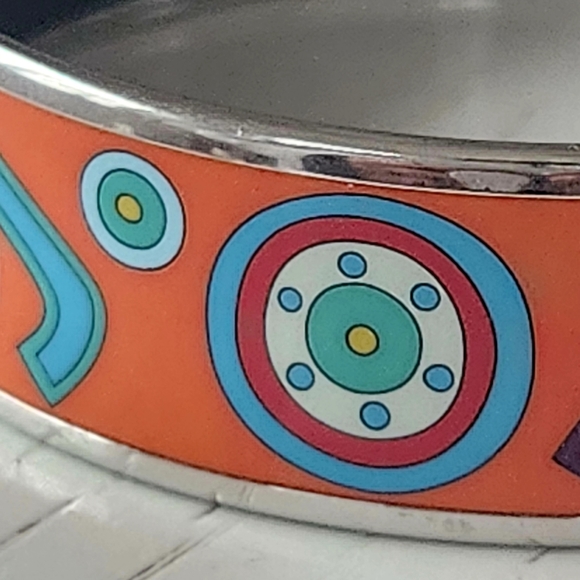 Hermes Wide Orange Paris 24 Faubouh Enamel Bangle-EUC! - Picture 7 of 10